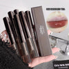 Set of Geee Bear lip products including lip gloss and packaging, with a close-up of a lip wearing the product.