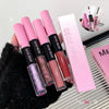 Set of GEGE BEAR lip glosses with packaging on a white background