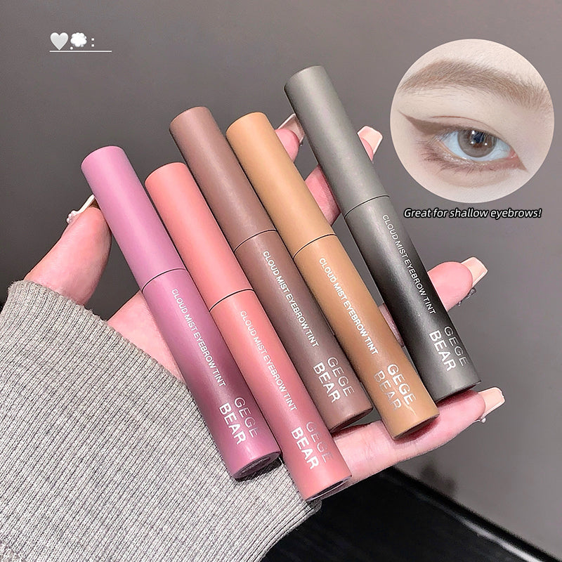 Set of GESE BEAR eyebrow products held by a hand with an inset showing eyebrow color.