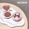 Makeup compact with brown shades and a pink bow on a white base, branded 'GEGE BEAR'.