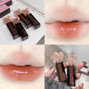 Collage of lip products including lipsticks and lip gloss with close-ups of lips wearing the products.
