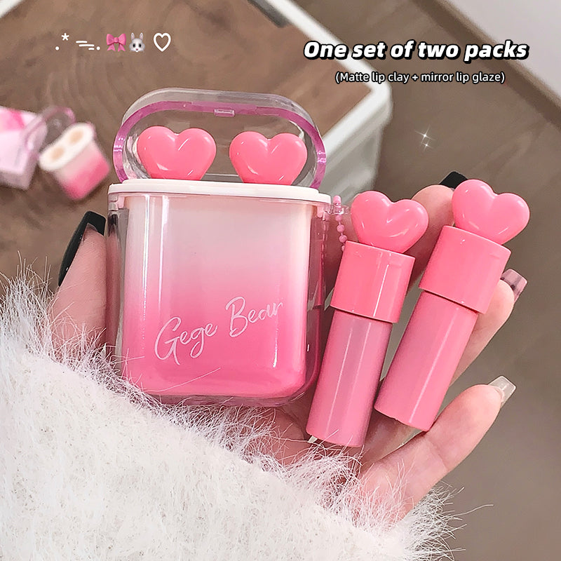 Gege Bear Heart Water-Light Velvet Fog Lip Glaze Set