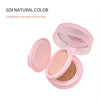Pink compact powder with mirror on a white background