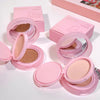 Pink compact powder with open cases on a white background
