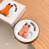 Compact mirror with a fox design and 'GEGE BEAR' branding on a wooden surface.