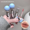Hand holding two lip glosses with 'Gegenea' branding, one with a brush applicator, on a neutral background.