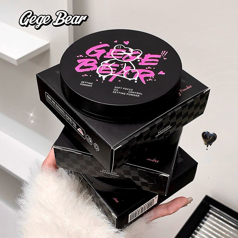 Gege Bear makeup product packaging with a hand holding it on a light background