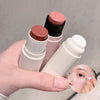 Three cosmetic sticks with sponge applicators held by a hand, with text indicating 'NEW! Porcelain light is great' and 'Comes with sponge head'.
