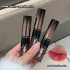 Three lipsticks held in a hand with an inset showing a lips application, labeled 'New! Rain coat lipstick' and 'Rose Sunshiner Lip'.
