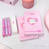 Pink lip balm set with packaging on a white surface, featuring 'Gege bear' branding.