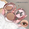 Compact powder with a bow design on a neutral background