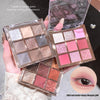 Makeup eyeshadow palettes with a close-up of an eye wearing pink makeup.