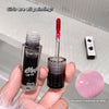 Lip oil with applicator held in a hand, text 'Girls are all painting!' and product description.