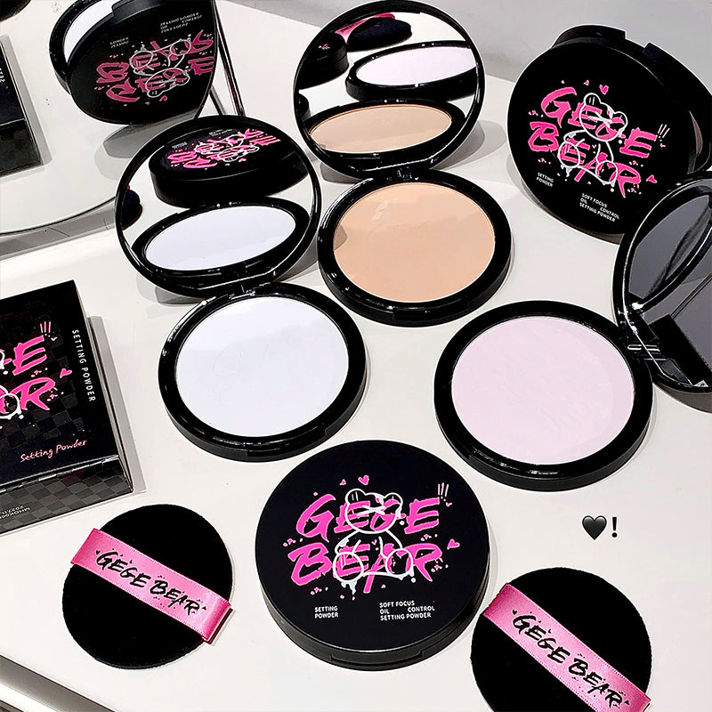 Makeup products with 'Gee'e Bear' branding on a white background
