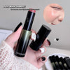 Hand holding a black lipstick with 'GEBEARE' branding, close-up of lips, and text overlay.