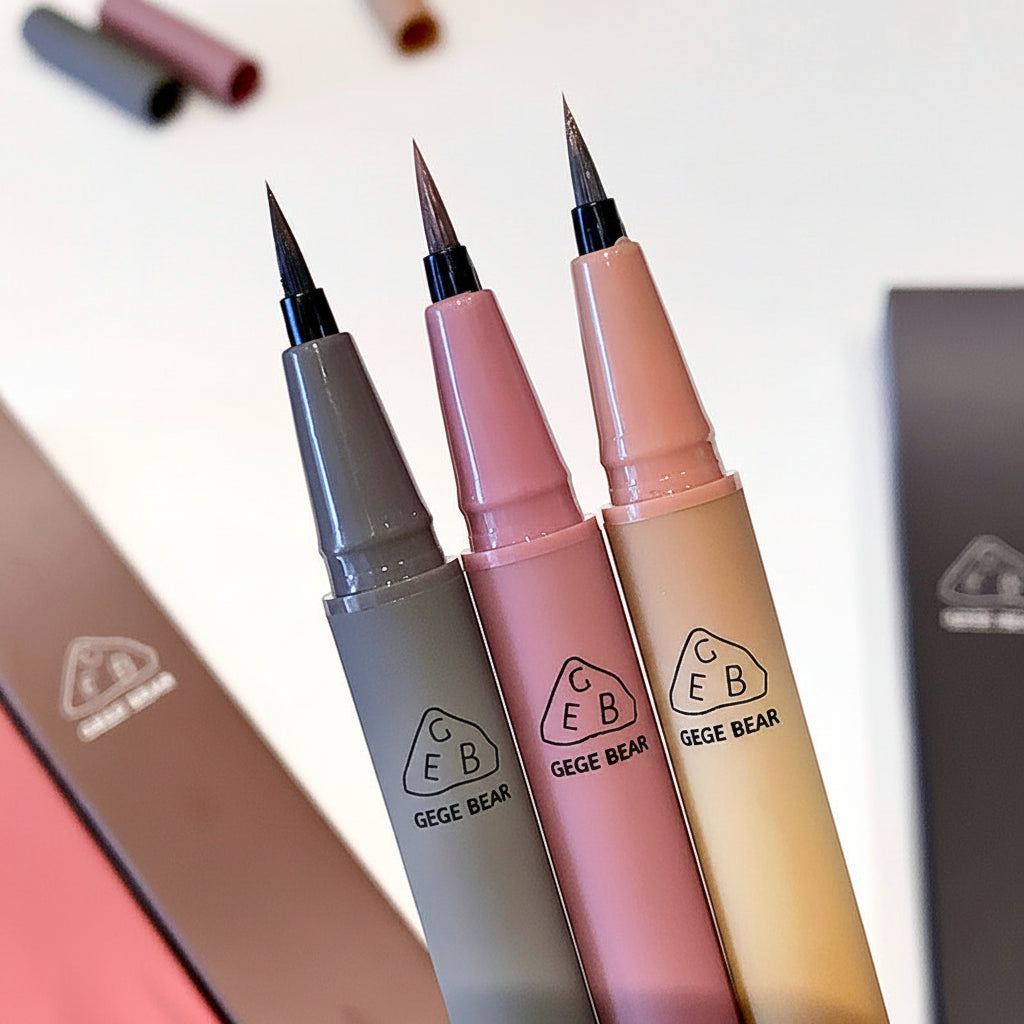 Three pens with 'GEGE BEAR' branding on a white background