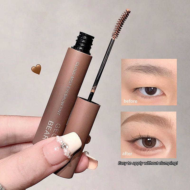 Eyebrow tint with before and after effects on a neutral background