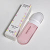 Pink lip gloss with white cap and 'GEGE BEAR' branding on a light gray background