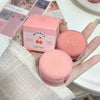 Pink cosmetic containers with 'Gege bear' branding on a light background