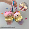 Two cartoon bear-shaped lip balm pendants with colorful beads on a white background.