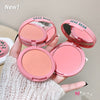 Two pink blush compactes with 'GEGE BEAR' branding held by a hand.