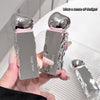 Silver and pink phone case with 'Gee bear' branding held by a hand against a white background.