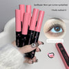 Pink and black eyelash products with a close-up of an eye wearing false eyelashes, and text about 'Sunflower Mom' and 'curls'.