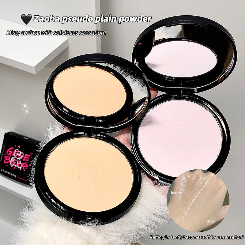 Three makeup powders in open cases with a 'before' and 'after' comparison on a light background.