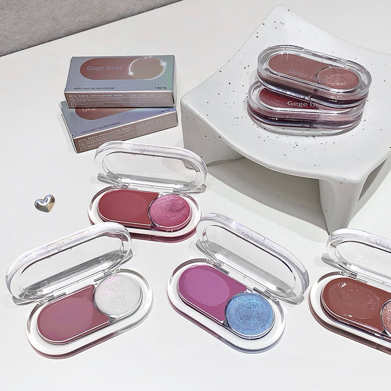 Makeup products with open cases on a white surface