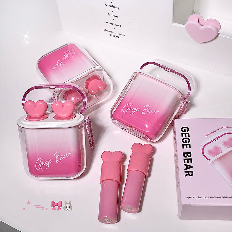 Gege Bear Heart Water-Light Velvet Fog Lip Glaze Set