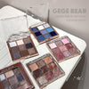 GEGE BEAR eyeshadow palettes on a white surface with a neutral background
