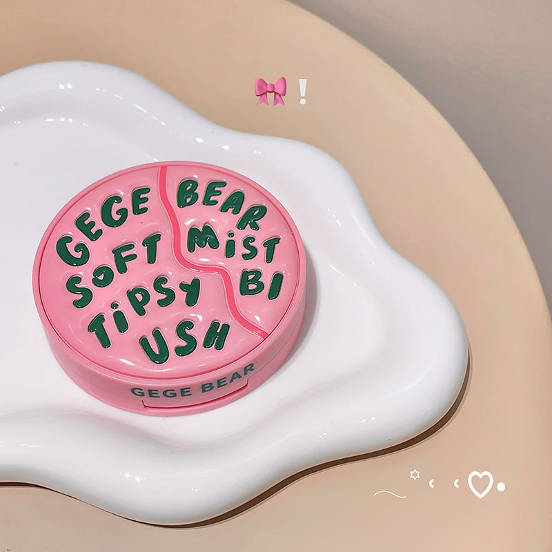 Pink and white container with 'GEGE BEAR' branding on a beige background