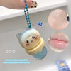 Small plush toy with a blue beaded chain, displayed on a white background.