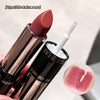 Lipstick with a close-up of the color swatch on a light background
