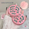 Pink compact mirror with text held by a hand, featuring the brand 'GEGE BEAR'.