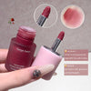 Gege bear lip and cheek mist with close-up of brush and texture on a gray background