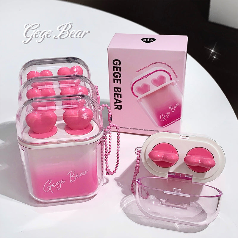 Gege Bear Heart Water-Light Velvet Fog Lip Glaze Set
