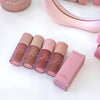 Set of Gebe lipsticks with a pink box on a white background