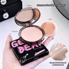 Compact powder with mirror and puff held by a hand, labeled 'Summer clear base makeup'.