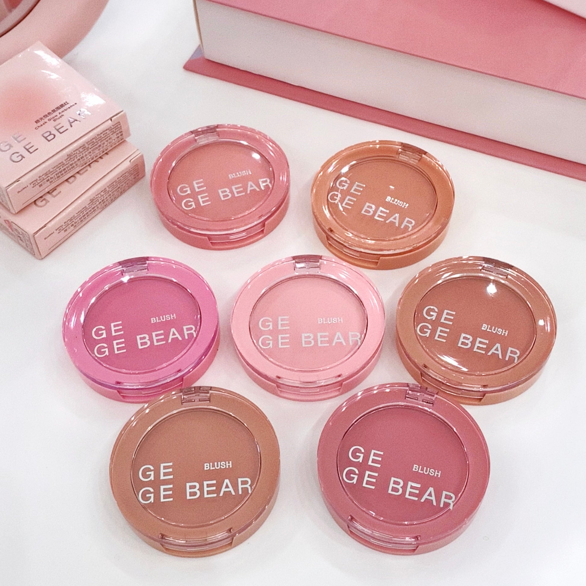 Collection of GE GE BEAR blushes on a white background