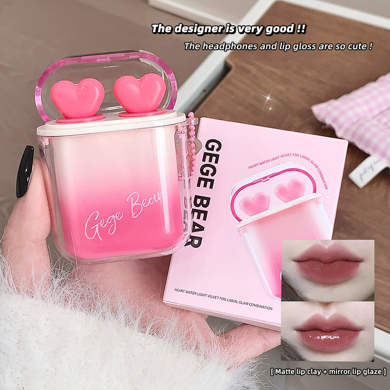 Gege Bear Heart Water-Light Velvet Fog Lip Glaze Set