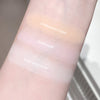 Three swatches of different makeup colors on a person's arm with labels.