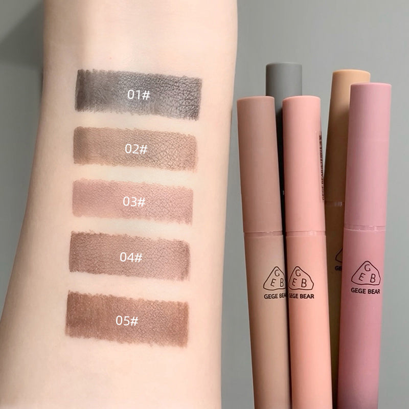Makeup product with color swatches on a arm and product tubes displayed.