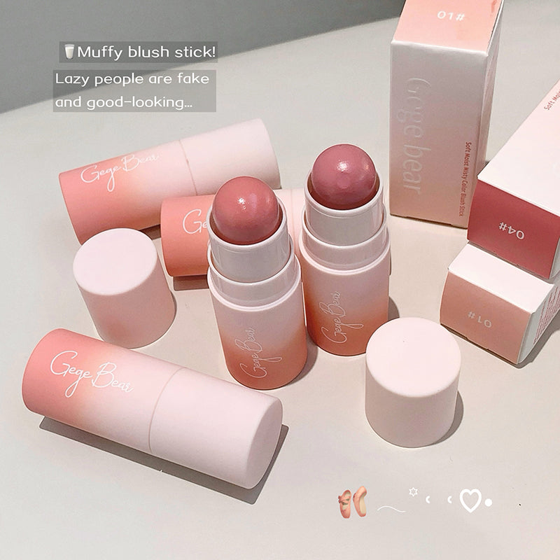 Gaye blush sticks with pink and white gradient packaging on a light surface.