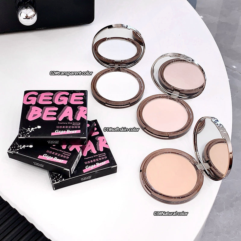 Makeup compact with open cases on a white surface, featuring 'GEGE BEAR' packaging.