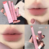Collage of pink lip products including lipsticks and a lip liner, with close-ups of lips wearing the product.