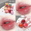 Collage of lip products including jars and a box, with close-ups of glossy lips.