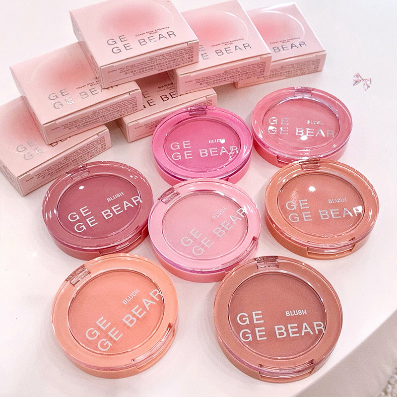 GE BEAR blushes in various shades with packaging on a light background