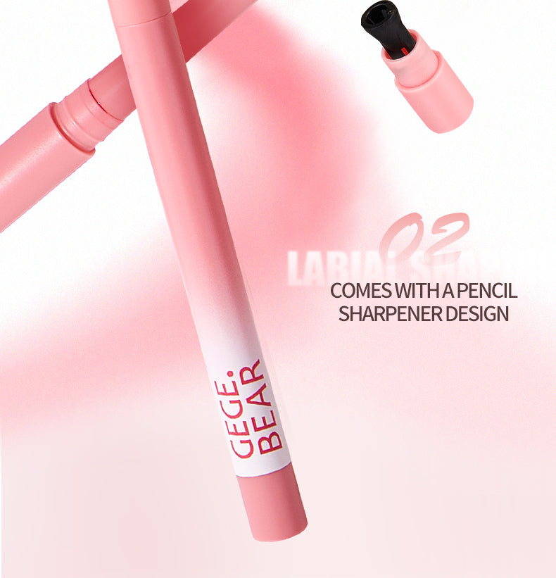 Pink pencil with a white cap on a pink gradient background, featuring the brand 'Gee Bear'.
