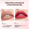 Lip makeup tutorial showing a before and after effect with lip liner.